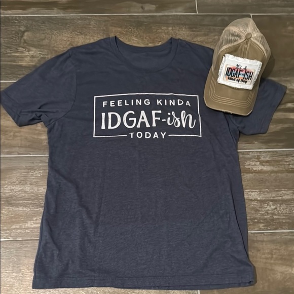 Blue IDGAF-ish Graphic T-Shirt & Trucker hat Bundle - Picture 1 of 8